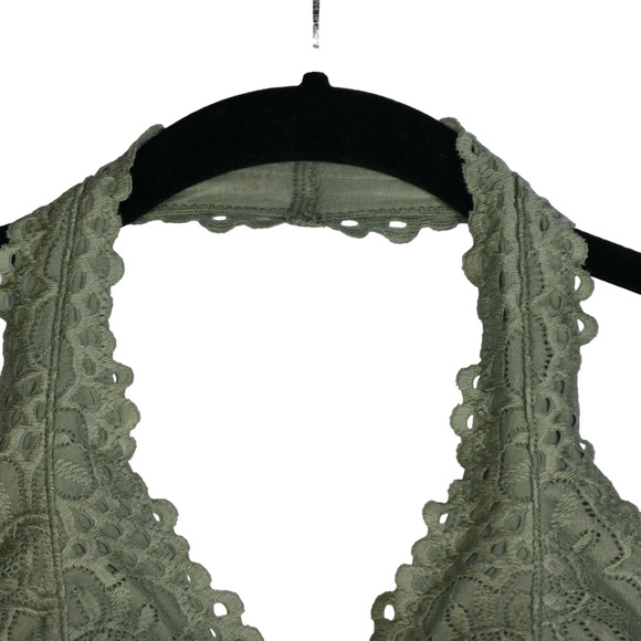 Aero Green Bralette Bra Womens Large Unlined Halter Stretch Lace Sexy Padded - Picture 3 of 8